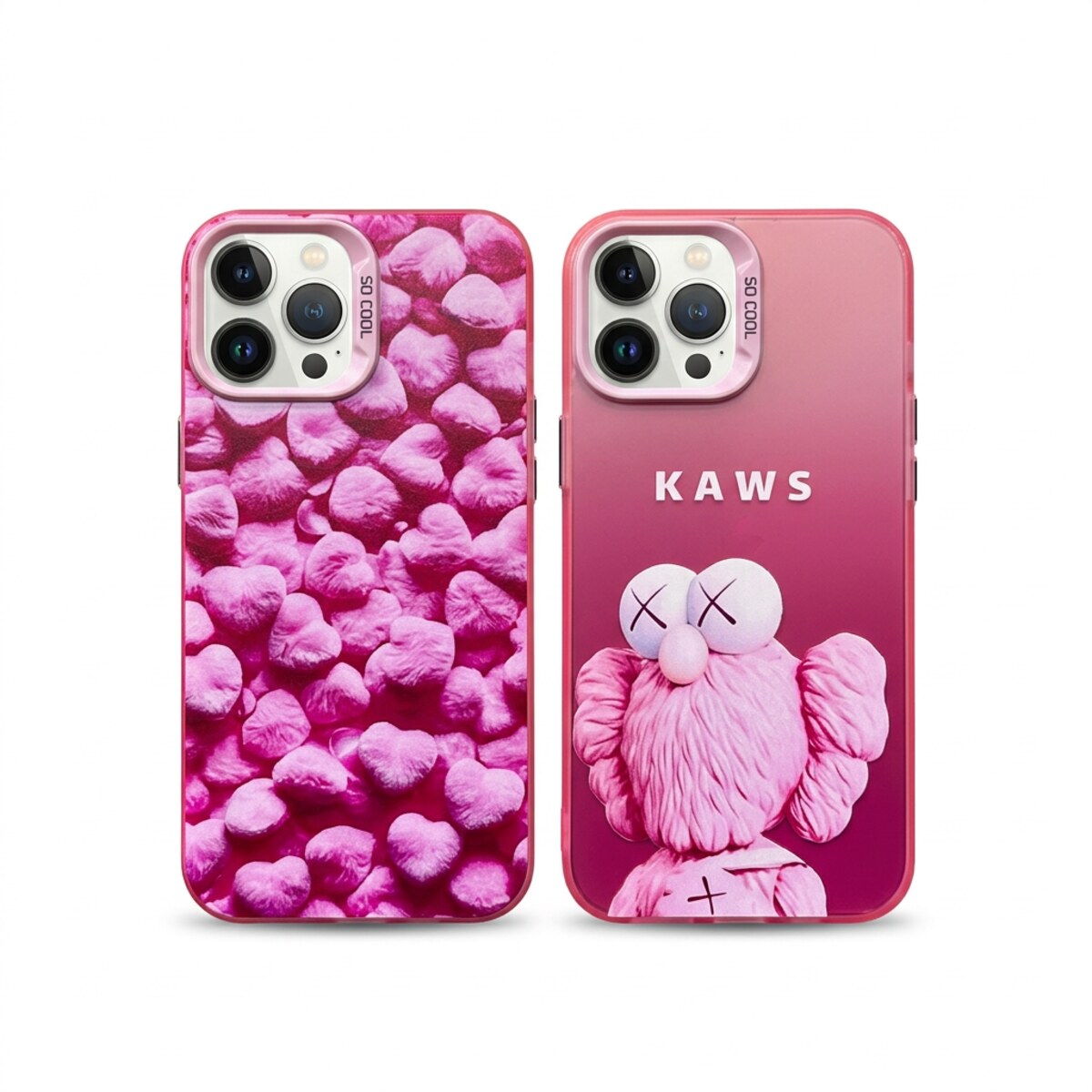 Pink Cartoon Printed Phone Case Set