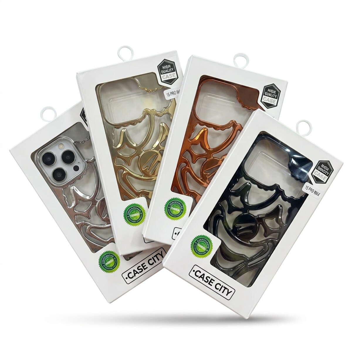 Packaged Premium Phone Case Set — Silver / Gold
